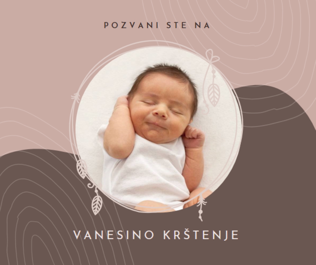 Poziv za krštenje pink organic-boho