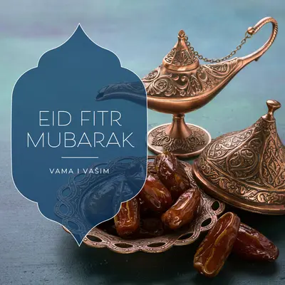 Aid al-Fitr Mubarak vama i vaљem blue organic-boho