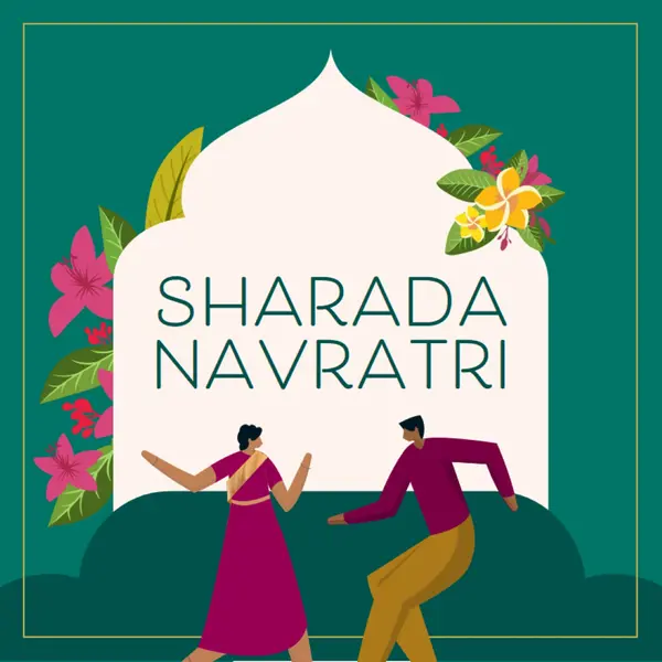 Srećan Navaratri green modern-color-block