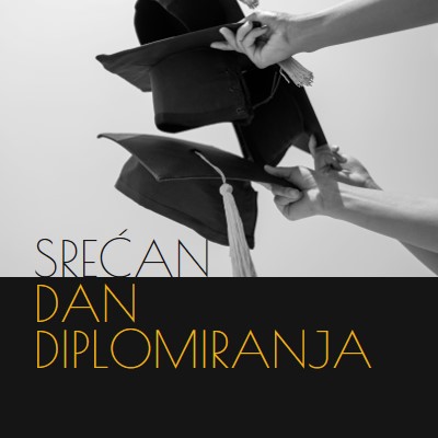 Srećan dan diplomiranja black modern-simple