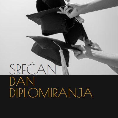 Srećan dan diplomiranja black modern-simple