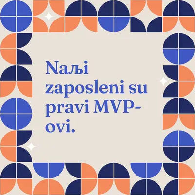 Kartica "Hvala zaposlenima" blue simple,retro,frame,shapes,fun,geometric