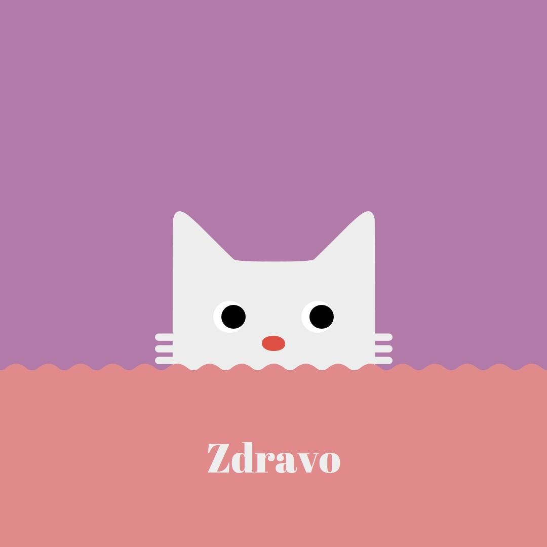 Zdravo red cute,simple,cat,neutral,bright,fun