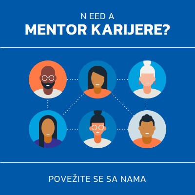 Potreban vam je mentor karijere? blue simple,clean,illustration,circles,bold,graphic