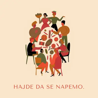 Hajde da se naрemo. brown bright,fun,illustration
