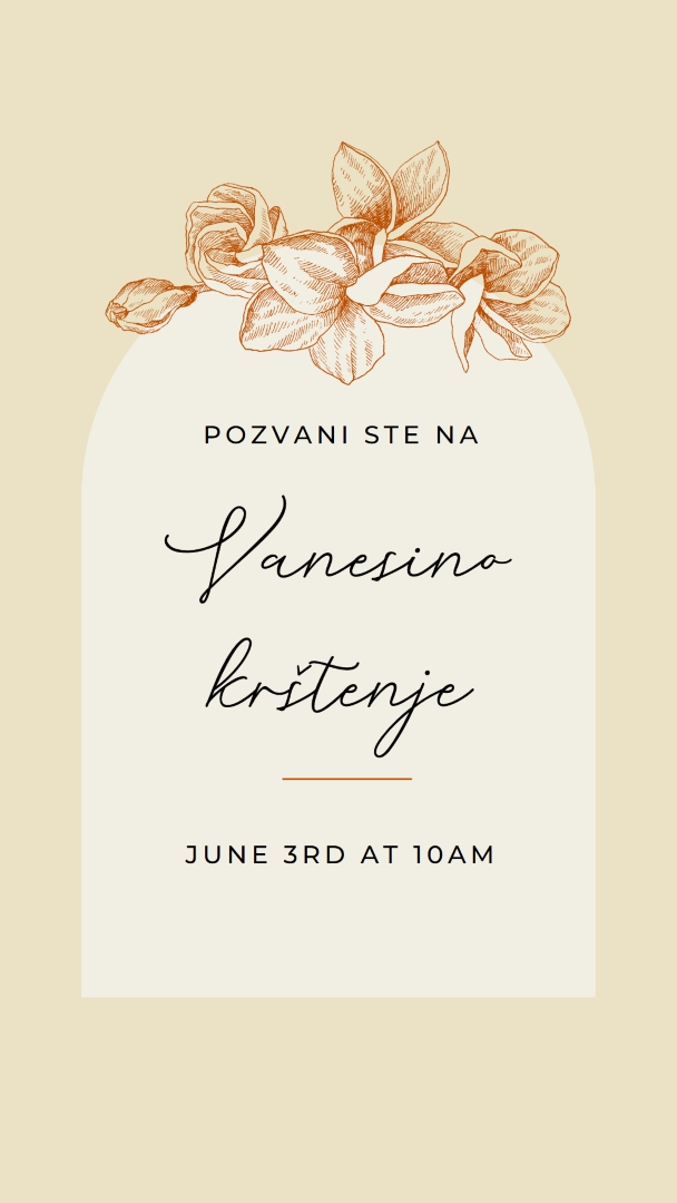 Poziv za krštenje yellow vintage-botanical