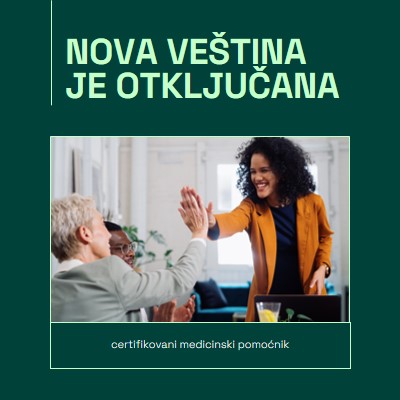 Objava o novoj veštini koja je otključana green professional,modern,square,frame,photo,simple