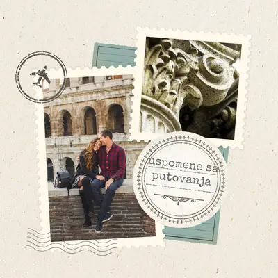 Spomenar za putovanja brown vintage,stamp,collage,whimsical,motif,scrapbook,retro,