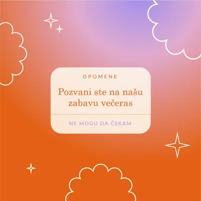 Dođite na našu zabavu večeras red gradient,bold,sparkle