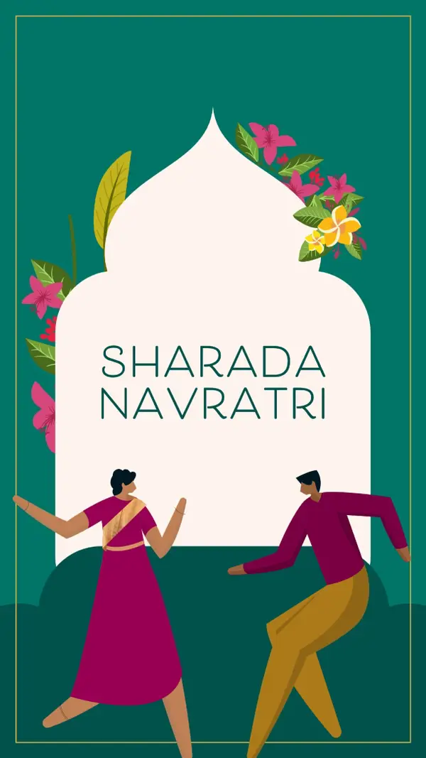 Srećan Navaratri green modern-color-block