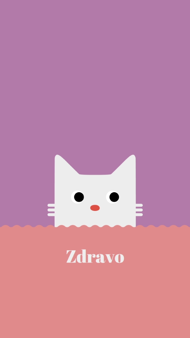 Zdravo red cute,simple,cat,neutral,bright,fun