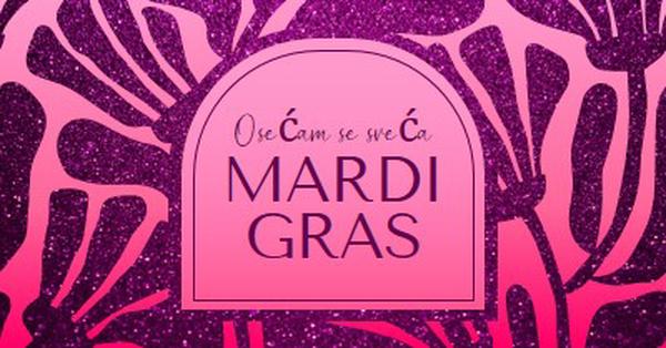 Mardi Gras zabava pink modern,elegant,glitter,handwriting,arch,abstract