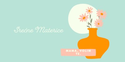 Mama, volim te blue whimsical-line