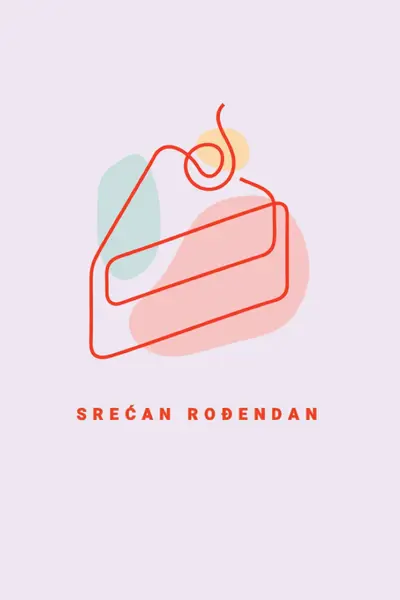 Parče srećnog rođendana purple whimsical-line