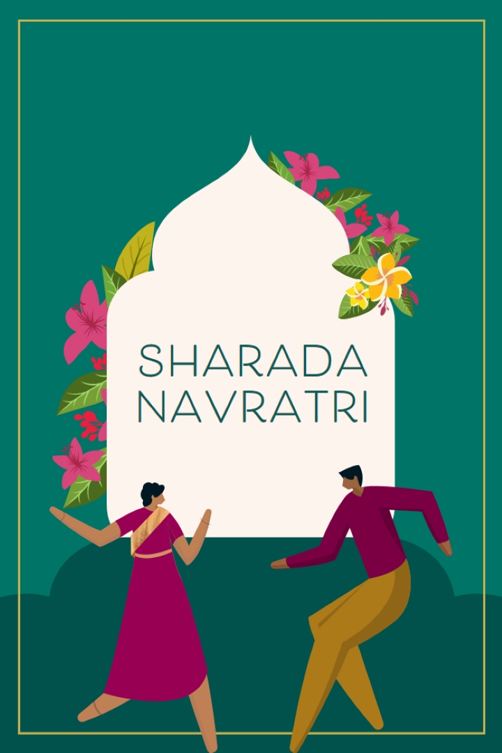 Srećan Navaratri green modern-color-block