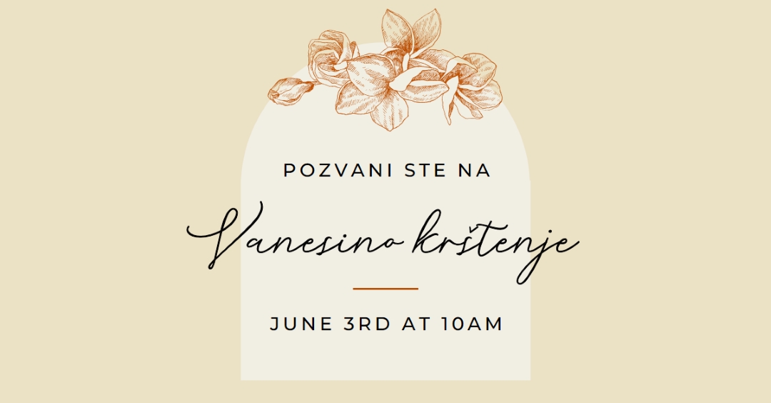 Poziv za krštenje yellow vintage-botanical