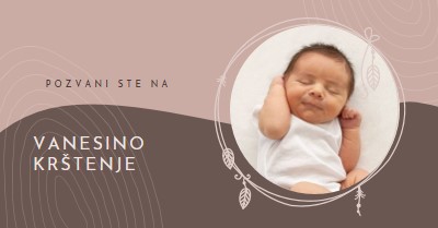 Poziv za krštenje pink organic-boho