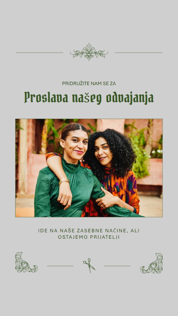 Proslavljamo naš razvod gray vintage,illustration