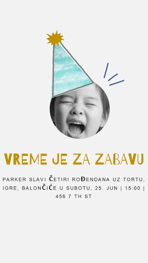 Vreme je za žurku white collage,cut-out,fun