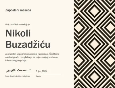 Certifikat – radnik meseca  yellow modern-geometric
