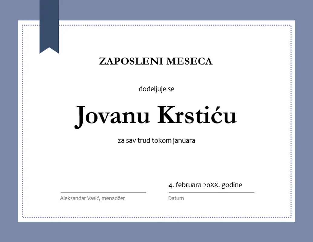 Certifikat za radnika meseca modern-simple