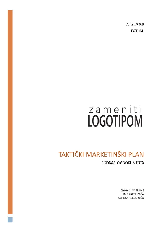 Taktički plan poslovnog marketinga modern simple