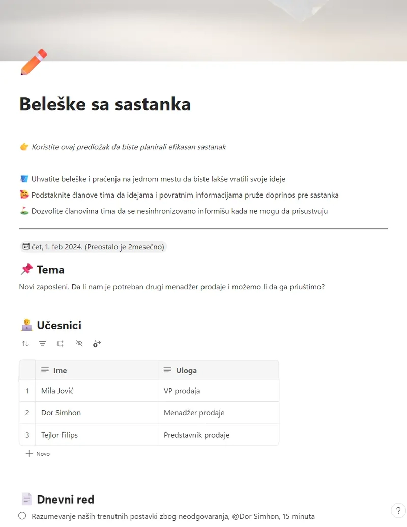 Beleške sa sastanka