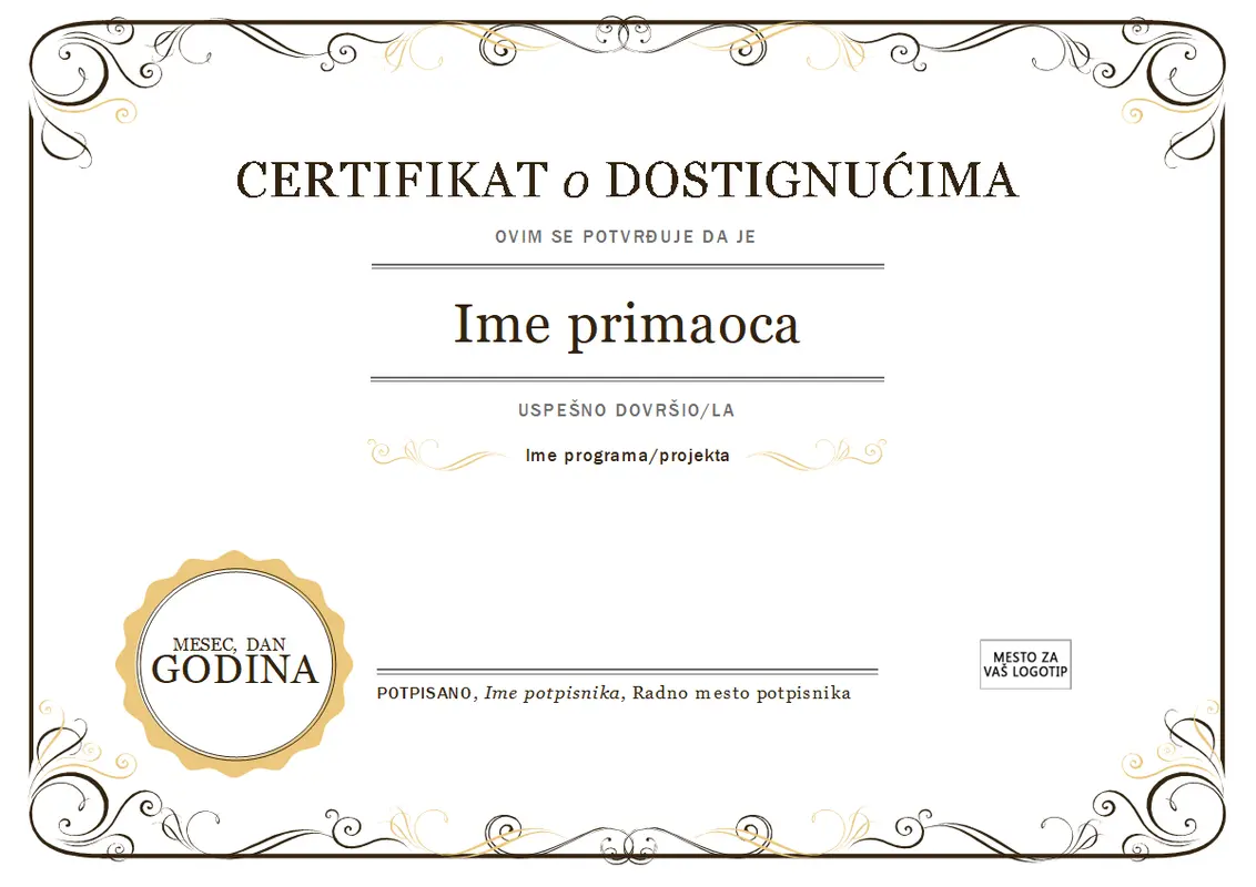 Certifikat o dostignućima