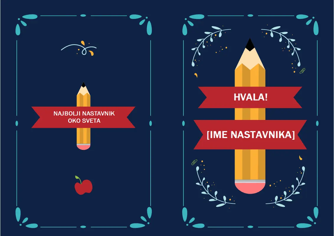 Čestitka izraza zahvalnosti nastavniku whimsical-line