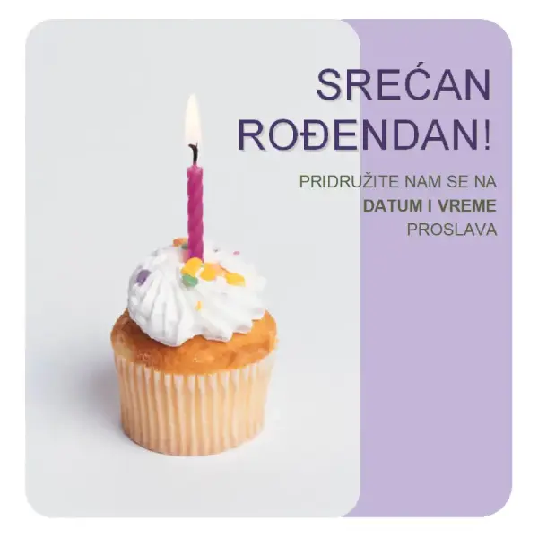 Letak sa pozivnicom za rođendan (sa kapkejkom) purple modern-simple