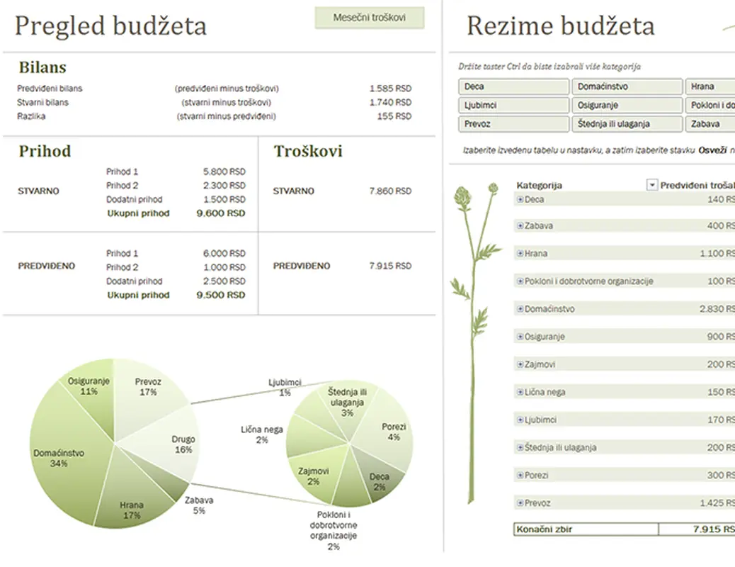 Porodični budžet (mesečni) modern simple