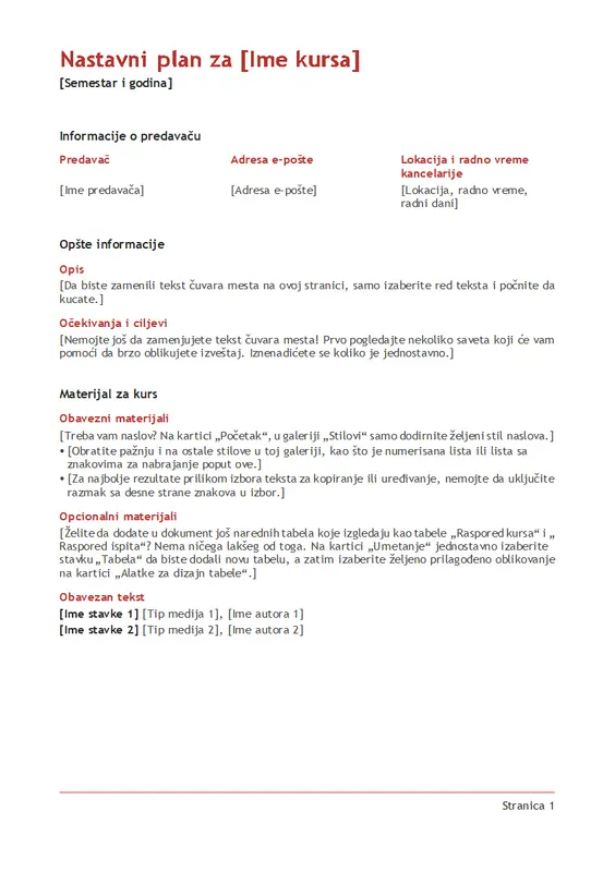 Nastavni plan nastavnika (u boji) modern simple