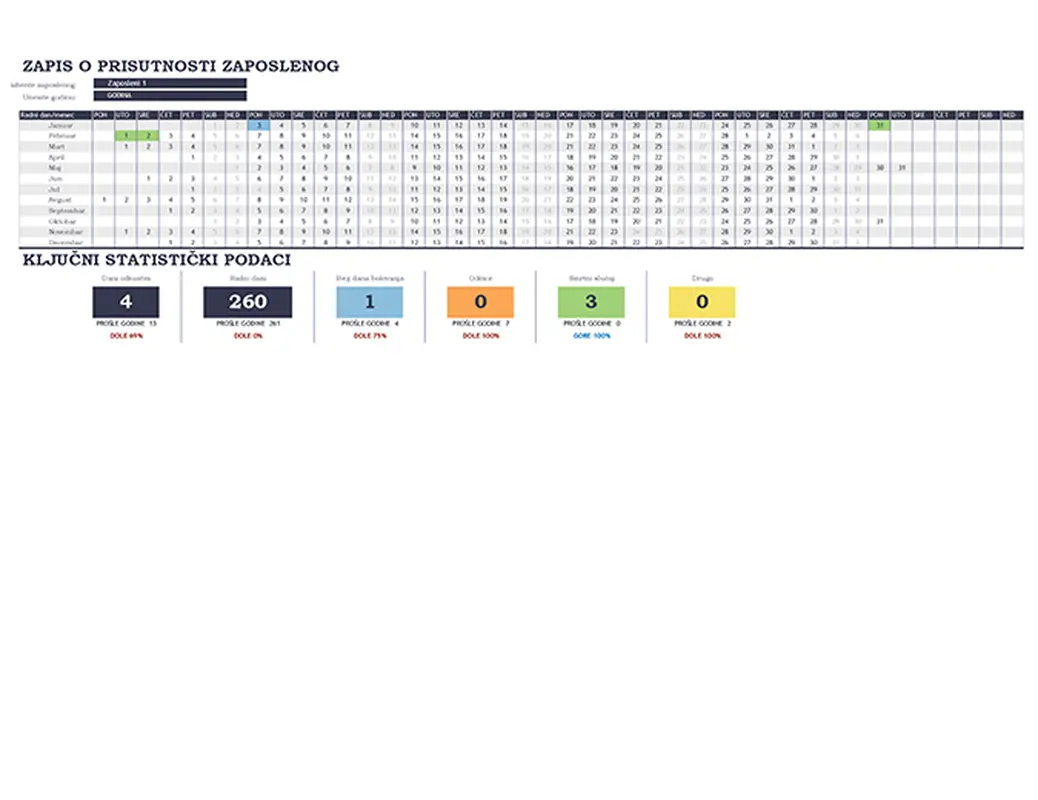 Zapis o prisustvu zaposlenih modern simple