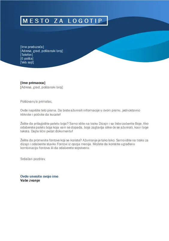 Memorandum s plavim krivama modern-simple