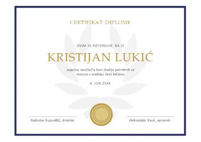 Certifikat diplome yellow modern simple