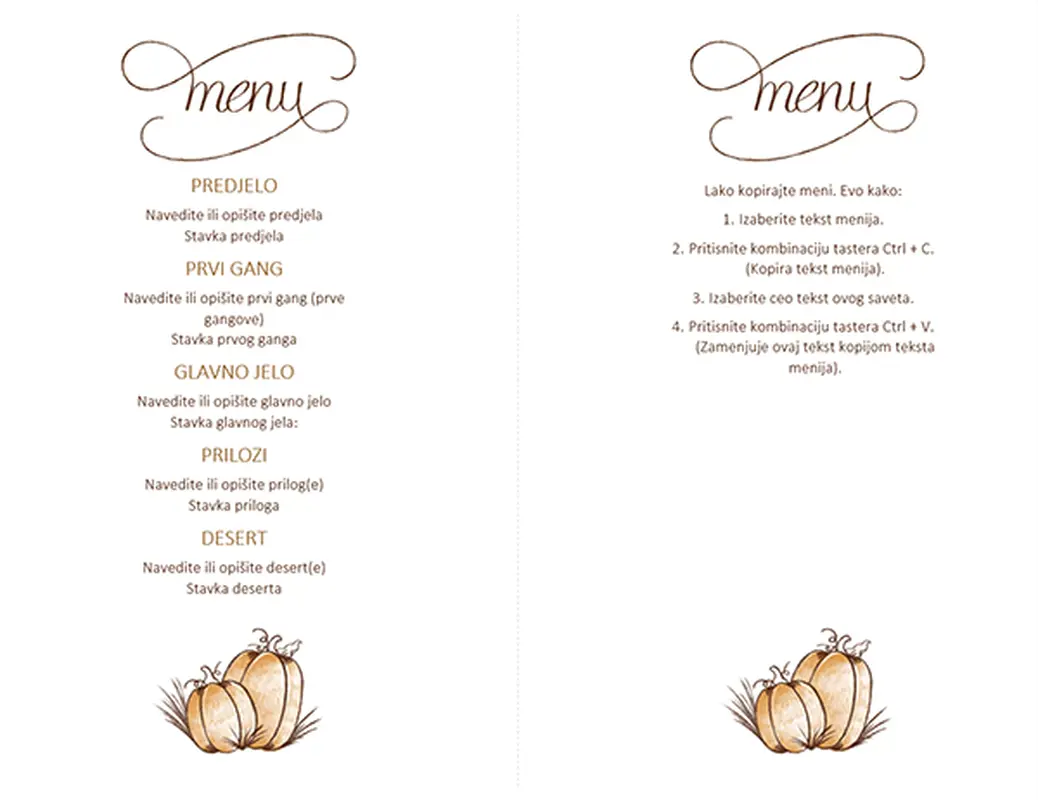 Meni praznične večere