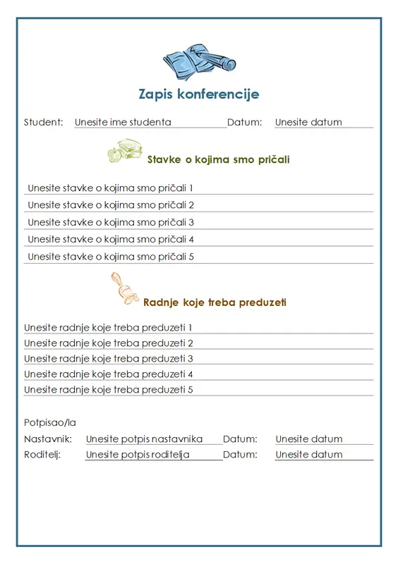 Zapis konferencije nastavnika i roditelja