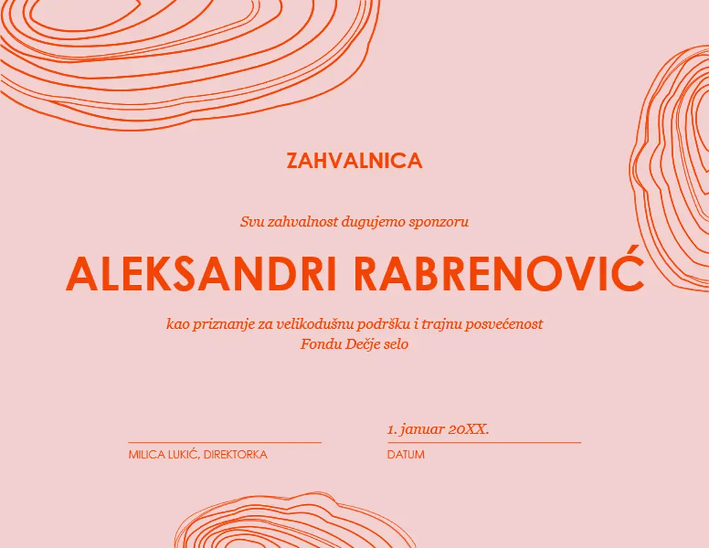 Zahvalnica sa spiralnom skicom  organic-simple