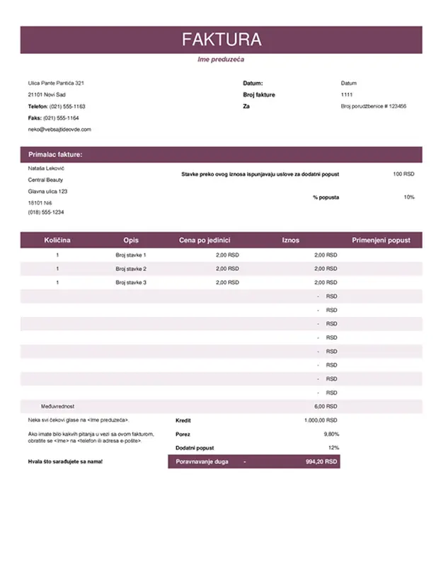 Raznobojna izlazna faktura modern simple