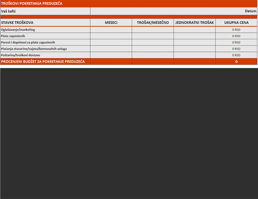 Poslovni finansijski plan modern bold