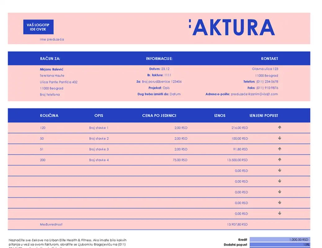 Faktura za prodaju za mala preduzeća modern simple