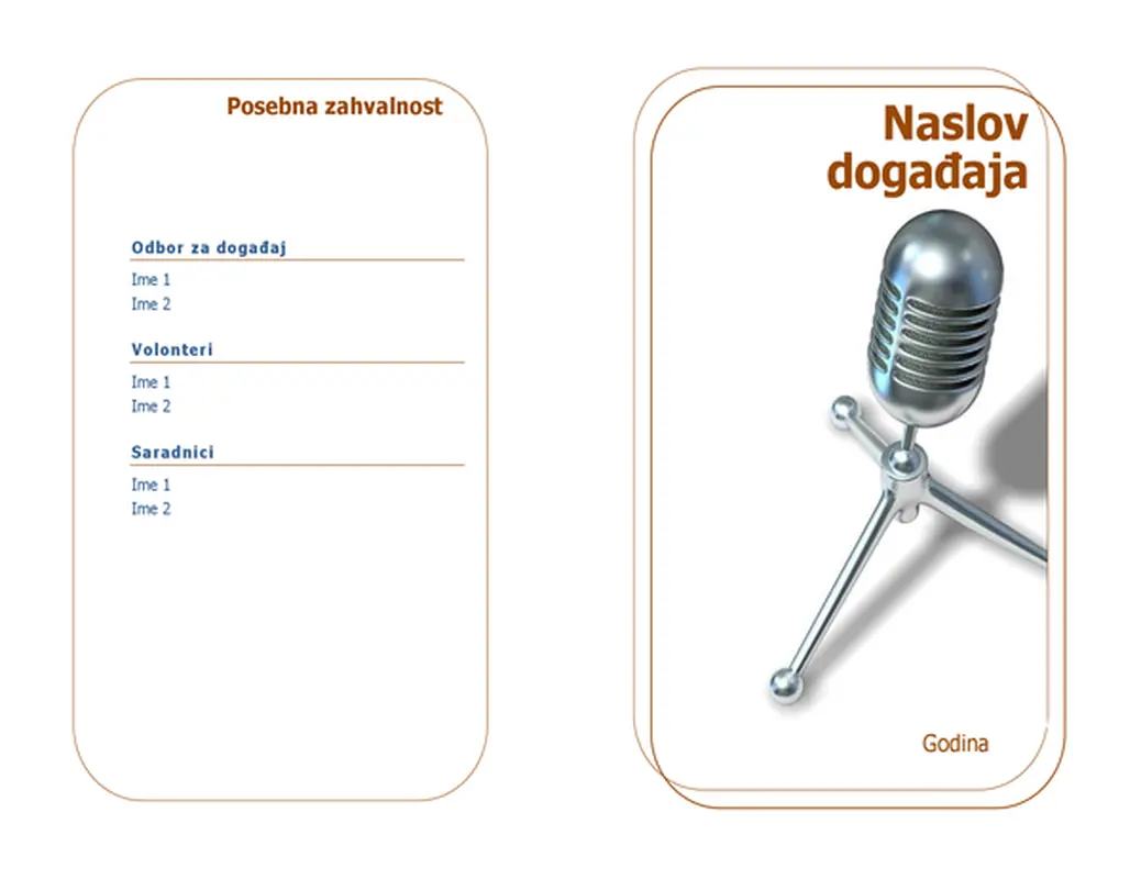 Program događaja (presavijen na pola)