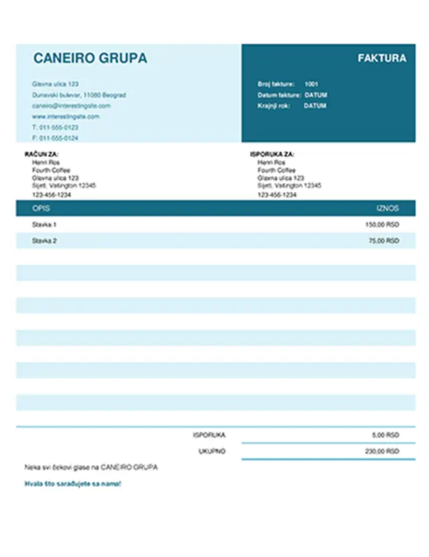 Osnovna faktura modern simple