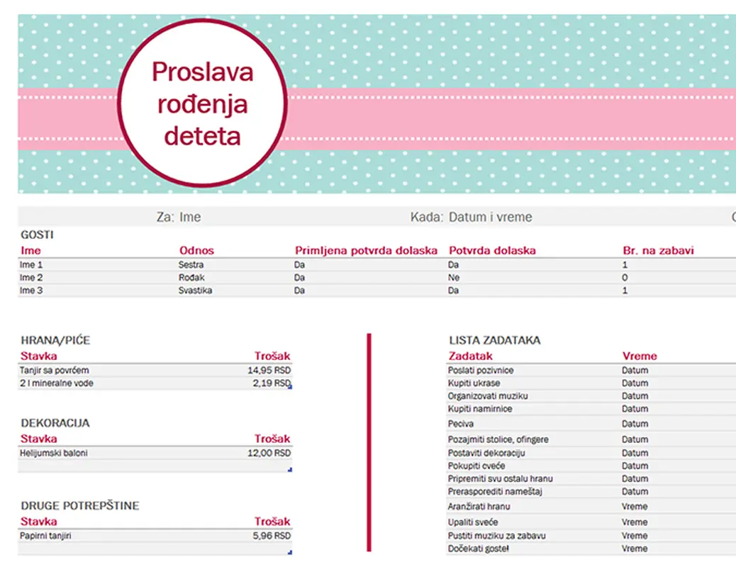 Planer proslave rođenja deteta