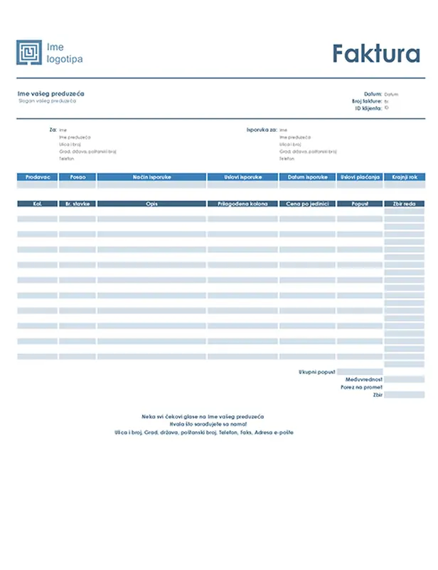 Izlazna faktura (jednostavan plavi dizajn) modern-simple