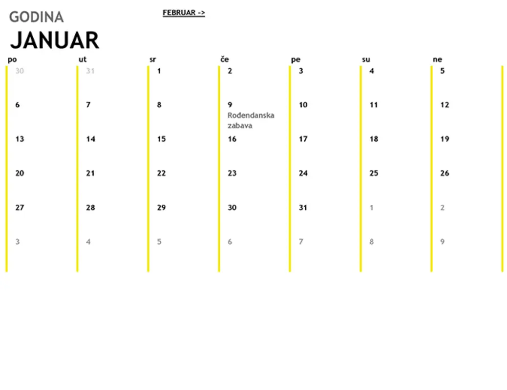 Kalendar za 12 meseci yellow modern-simple