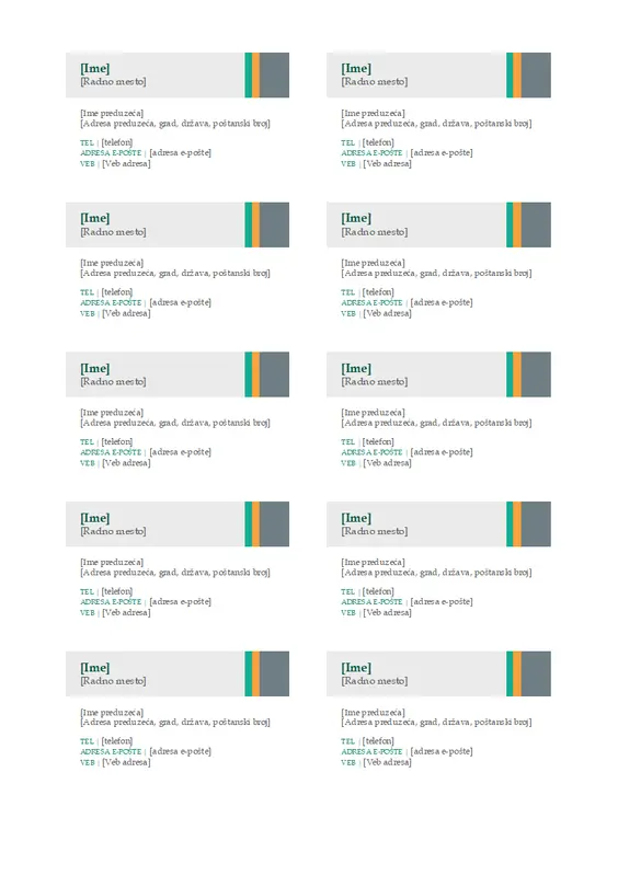 Vizitkarte (dizajn sa trakama prodaje, 10 po stranici) modern-simple