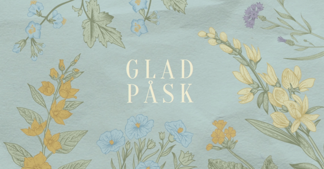 Påskönskemål blue vintage-botanical