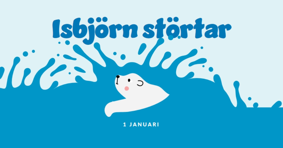 Glad isbjörn störta dag blue whimsical-color-block