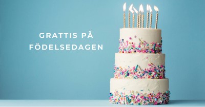 Grattis på födelsedagstårtan blue modern-simple